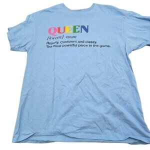 Queen Definition Graphic T-Shirt Light Blue Large 100% Cotton